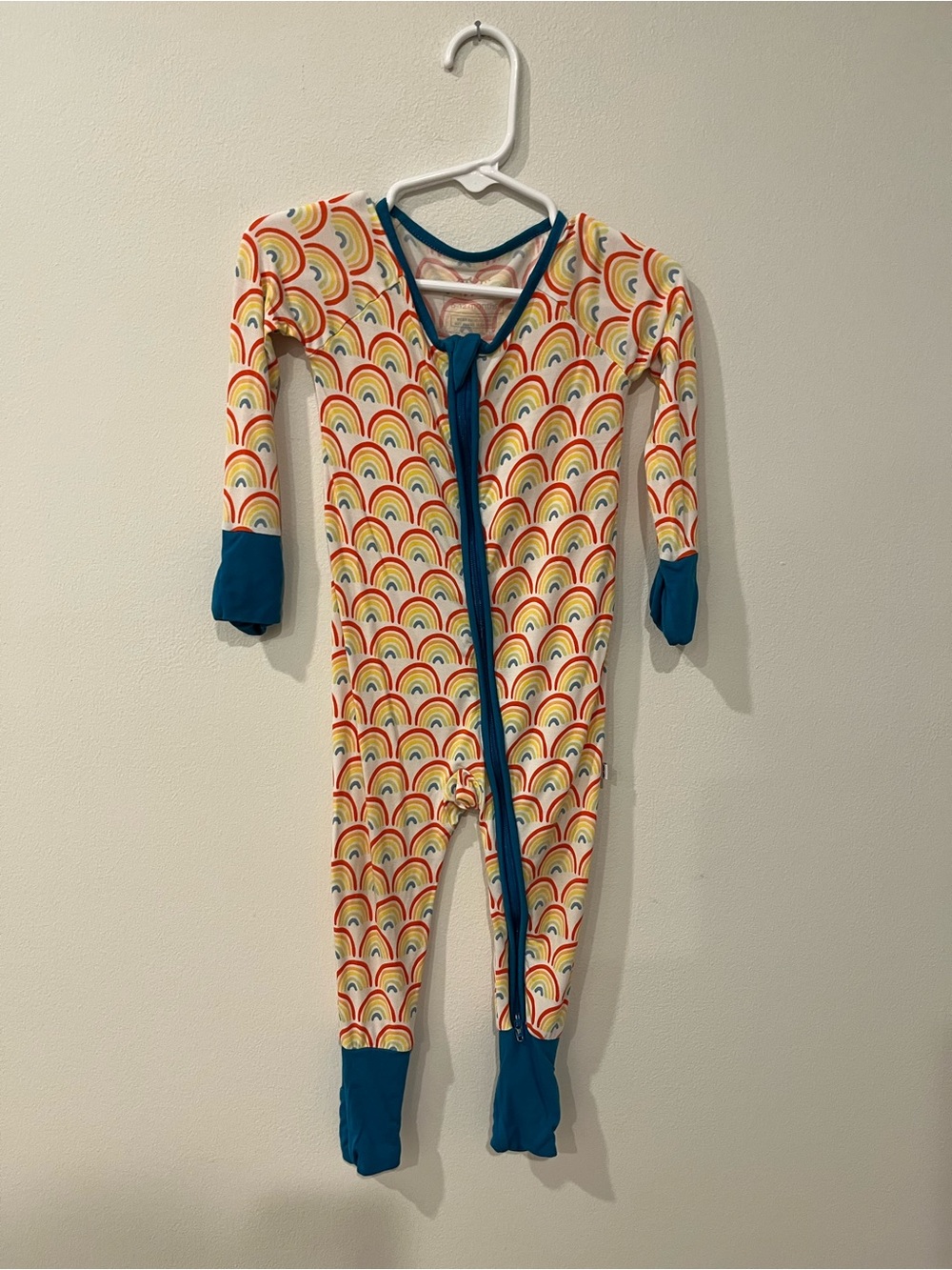 🧡 2 for $35 Little Sleepies Primary Rainbows Footie with Teal Unisex Size 6-12